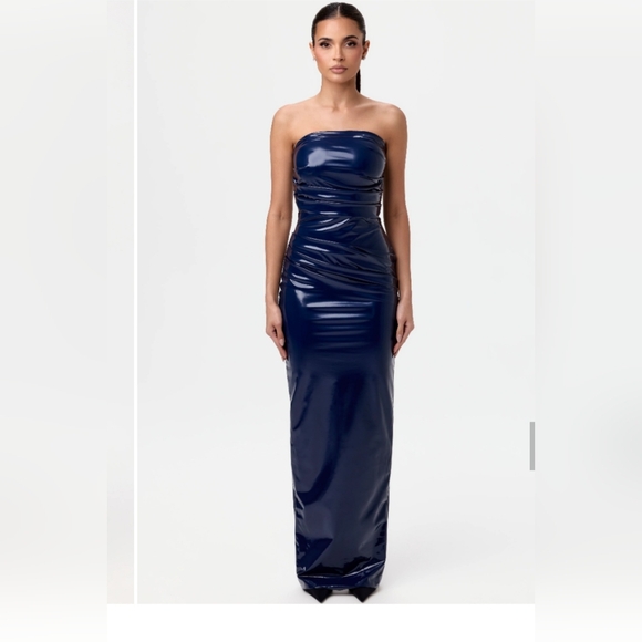 naked wardrobe Dresses & Skirts - Naked Wardrobe Vinyle Navy Tube Dress